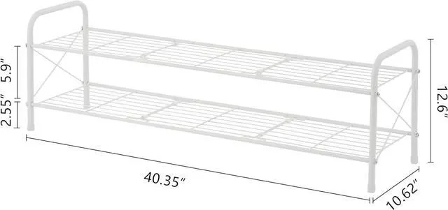 Alt view image 3 of 7 - Hoctieon 2 Tier Shoe Rack for Closet, Durable Mesh Style Shoe Rack, Entryway Shoe Shelf, Shoe Storage Organizer for Hallway, Bedroom, Living Room, Wardrobe, White