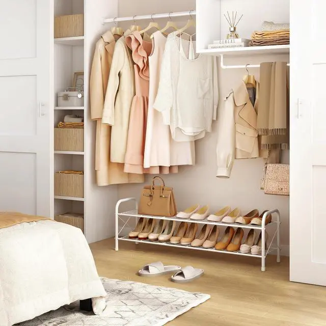 Alt view image 4 of 7 - Hoctieon 2 Tier Shoe Rack for Closet, Durable Mesh Style Shoe Rack, Entryway Shoe Shelf, Shoe Storage Organizer for Hallway, Bedroom, Living Room, Wardrobe, White