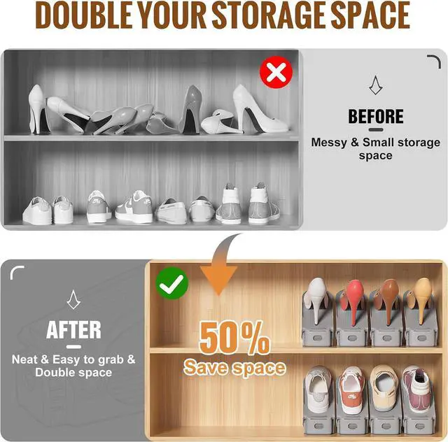 Alt view image 2 of 7 - Neprock Shoe Slots Organizer,Shoe Storage Organizer Shoe Rack for Closet Organization,Shoe Slots Organizer De Zapatos Shoe Hoder Space Saver for Entryway(12 Pack)(Greay)