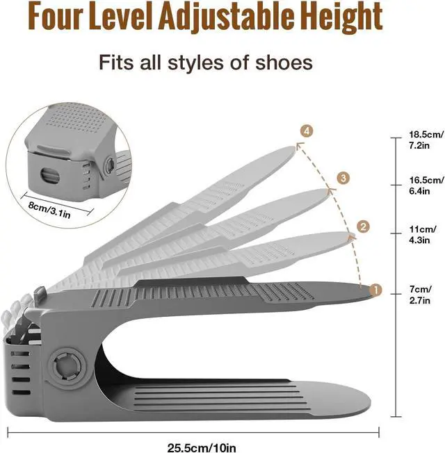 Alt view image 3 of 7 - Neprock Shoe Slots Organizer,Shoe Storage Organizer Shoe Rack for Closet Organization,Shoe Slots Organizer De Zapatos Shoe Hoder Space Saver for Entryway(12 Pack)(Greay)