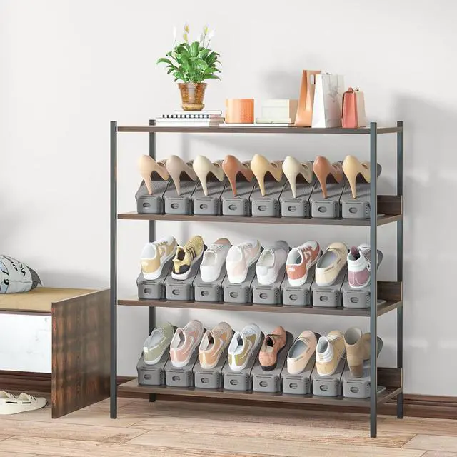 Alt view image 7 of 7 - Neprock Shoe Slots Organizer,Shoe Storage Organizer Shoe Rack for Closet Organization,Shoe Slots Organizer De Zapatos Shoe Hoder Space Saver for Entryway(12 Pack)(Greay)