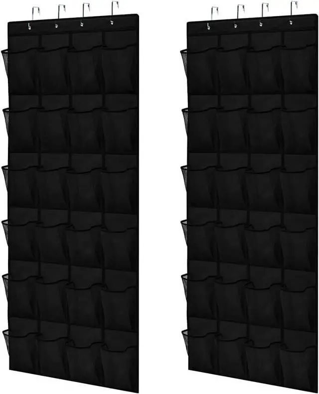 Main image of GORILLA GRIP Over the Door Shoe Organizer, 24 Large Pockets, Black 2 Pack