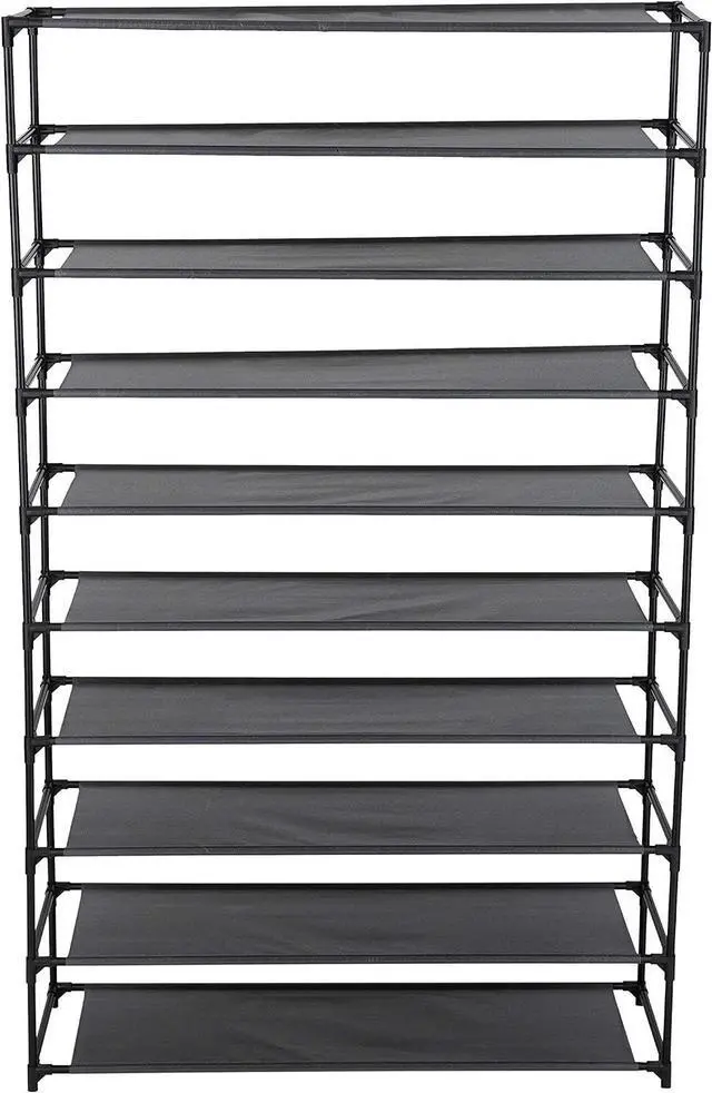 Main image of Simplify 10 Tier 50 Pair Freestanding Shoe Rack | Holds up to 100 Individual Shoes | Good for Sneakers, Boots, Loafers, Heels & Slippers | Black