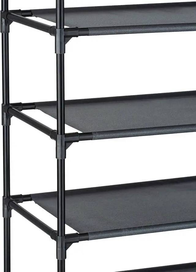 Alt view image 6 of 6 - Simplify 10 Tier 50 Pair Freestanding Shoe Rack | Holds up to 100 Individual Shoes | Good for Sneakers, Boots, Loafers, Heels & Slippers | Black