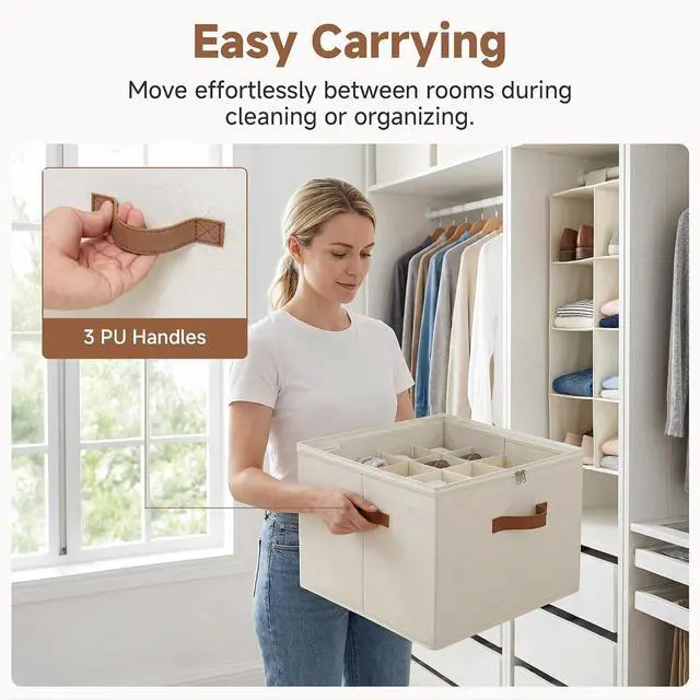 Alt view image 2 of 7 - StorageWorks 16-Pair Shoe Organizer for Closet, Adjustable Dividers, Beige