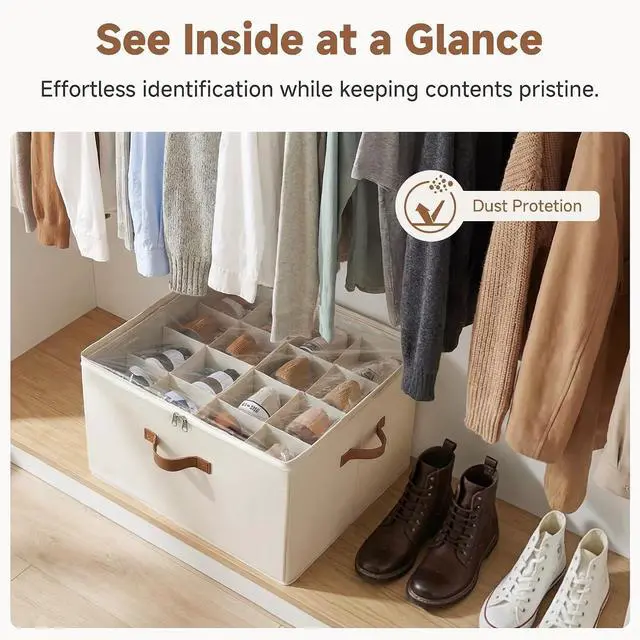 Alt view image 5 of 7 - StorageWorks 16-Pair Shoe Organizer for Closet, Adjustable Dividers, Beige