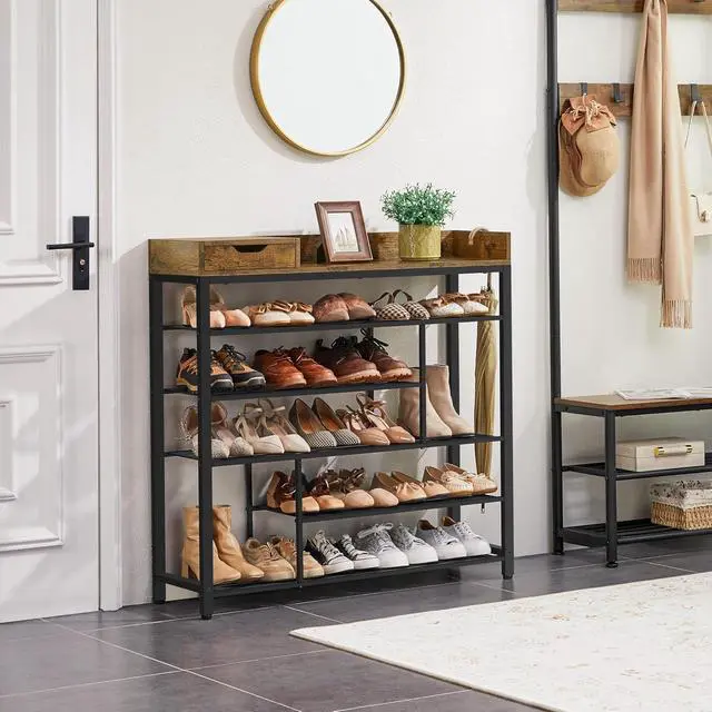 Alt view image 2 of 7 - Yaheetech 6-Tier Shoe Rack with Storage Drawer for Entryway, Rustic Brown