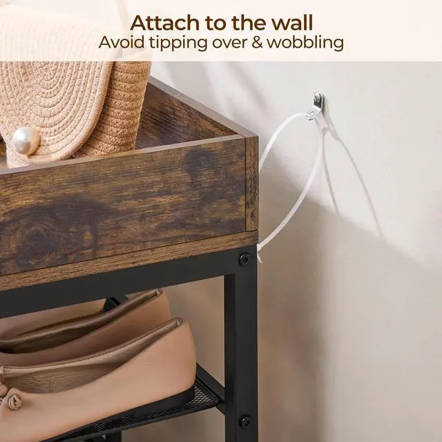 Alt view image 6 of 7 - Yaheetech 6-Tier Shoe Rack with Storage Drawer for Entryway, Rustic Brown
