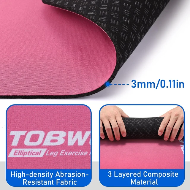 Alt view image 3 of 7 - TOBWOLF Non-Slip Workout Mat for Ellipse Leg Exerciser, Ellipse Machine Mat, Exercise Mat for Under Desk Ellipticals, Suitable for Electric Seated Foot Pedal Exerciser, Stability & Floor Protection