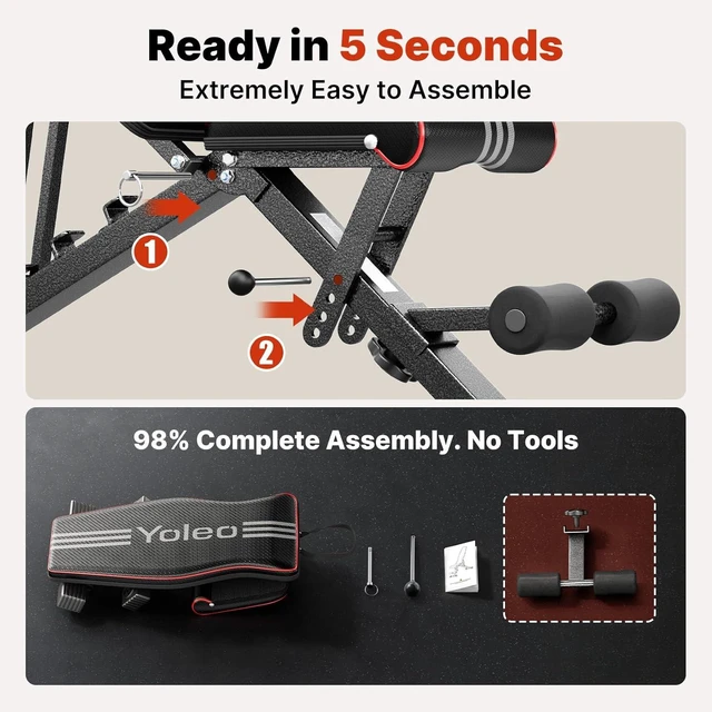 Alt view image 3 of 7 - YOLEO Adjustable Weight Bench, ASTM-Certified 827LBS
