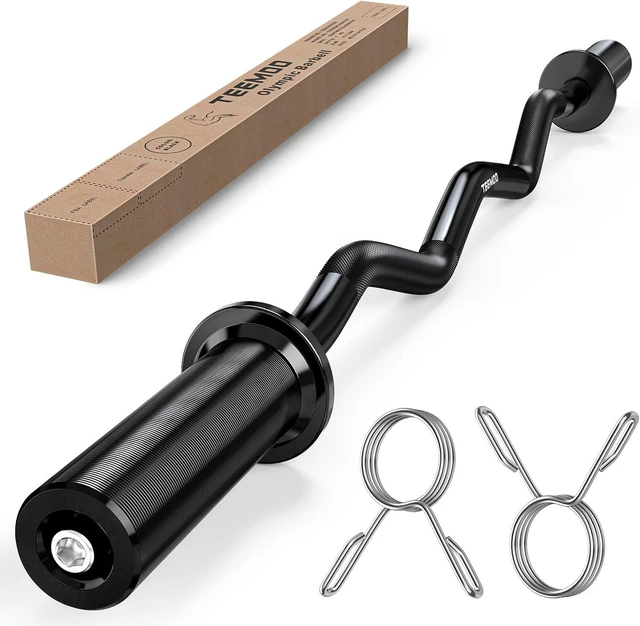 Main image of TEEMOO Olympic EZ Curl Barbell Bar, 47" Curl Bar for 2 inch Weight Plates