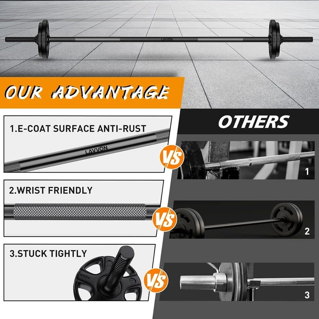 Alt view image 7 of 7 - 55" Weight Lifting Bar, 1"Standard Straight Barbell Bars for Weight lifting