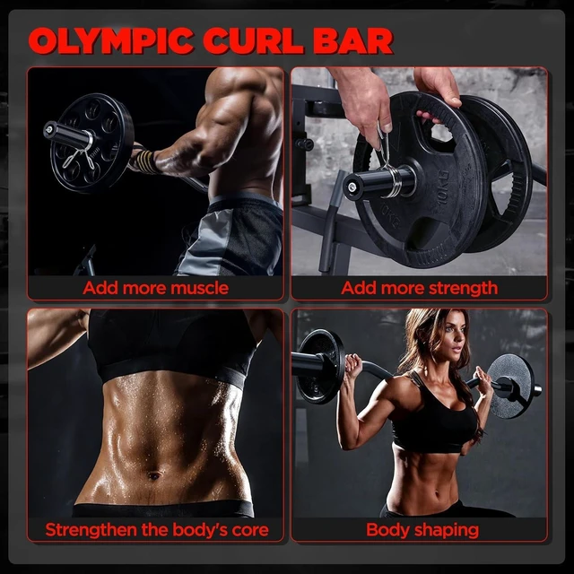 Alt view image 7 of 7 - TEEMOO Olympic EZ Curl Barbell Bar, 47" Curl Bar for 2 inch Weight Plates