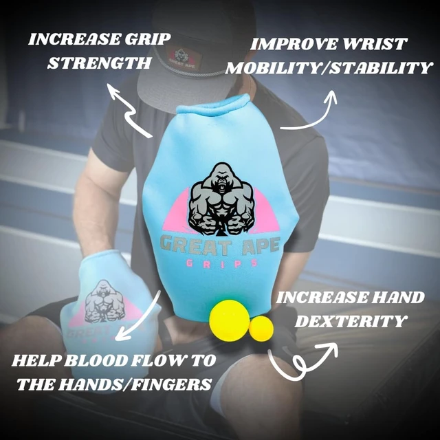 Alt view image 4 of 6 - Great Ape Grips Baby Blue Grip Strength Trainer