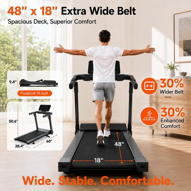 Alt view image 2 of 7 - Vitalwalk Foldable Treadmill with Incline 20%/15% Auto Treadmills for Home