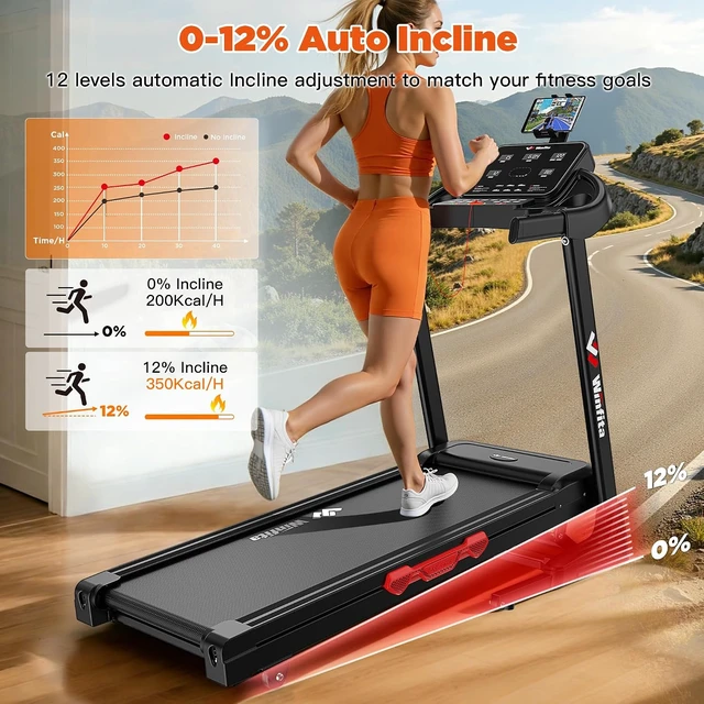 Alt view image 2 of 7 - Folding Electric Treadmills for Home with 12% Auto Incline