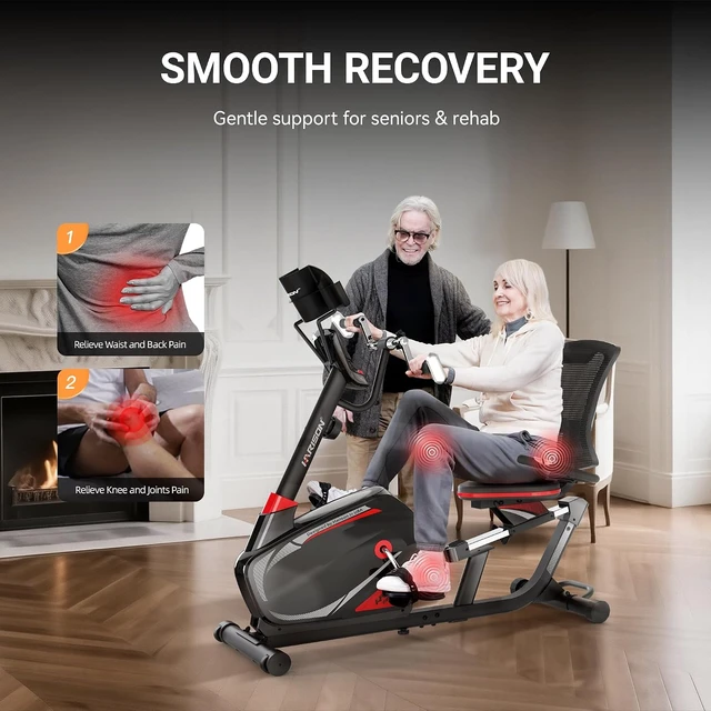 Alt view image 2 of 7 - HARISON Recumbent Exercise Bike for Seniors, 16 Levels, Quiet, 400 lb Capacity