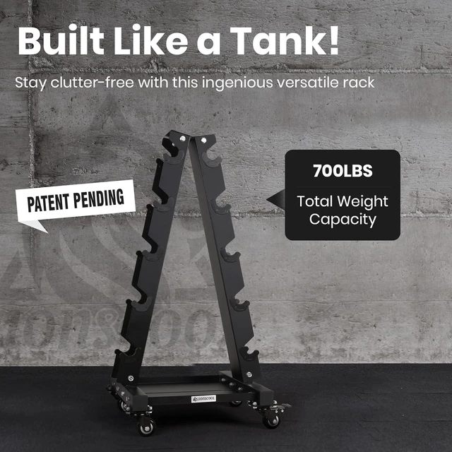 Alt view image 2 of 7 - LIONSCOOL Dumbbell Rack Stand Only, A-Frame Rolling Weight Storage and Tray