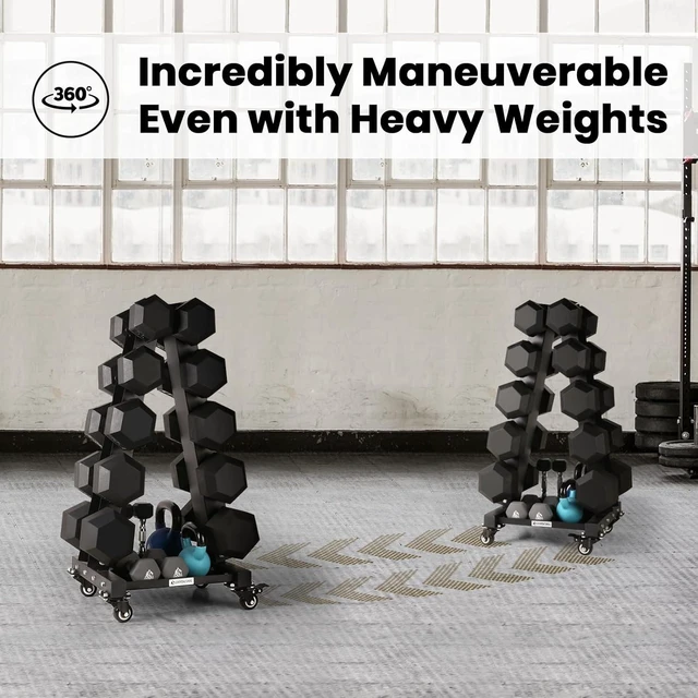 Alt view image 4 of 7 - LIONSCOOL Dumbbell Rack Stand Only, A-Frame Rolling Weight Storage and Tray