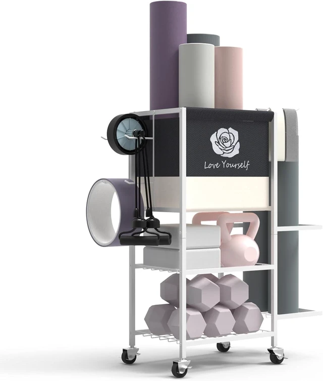 Main image of Multi-Functional Home Gym Storage Rack,Yoga Mat Storage on Wheels