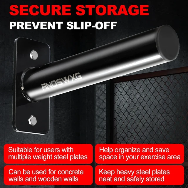 Alt view image 5 of 6 - Wall-Mounted Strength Training Plate Storage Rack Fits 2 or1