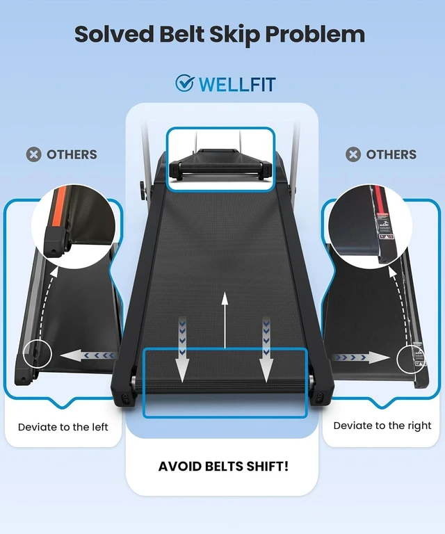 Alt view image 7 of 7 - WELLFIT Walking Pad Treadmills with Handle, 10% Incline Treadmill for Home