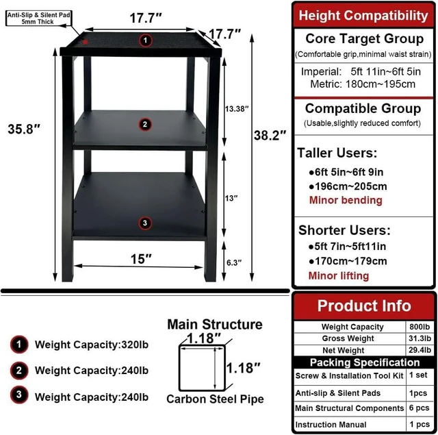 Alt view image 7 of 7 - Adjustable Dumbbell/Kettlebell Rack Stand 500-800LB Heavy Duty
