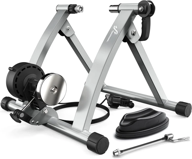 Main image of Sportneer Bike Trainer - Magnetic Indoor Cycling Trainer Stand for 26-28" & 700C Wheels, 6 Resistance Levels Stationary Bike Stand with Quick Release Lever & Front Wheel Riser Block