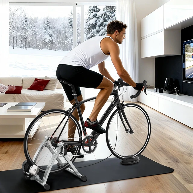 Alt view image 2 of 7 - Sportneer Bike Trainer - Magnetic Indoor Cycling Trainer Stand for 26-28" & 700C Wheels, 6 Resistance Levels Stationary Bike Stand with Quick Release Lever & Front Wheel Riser Block