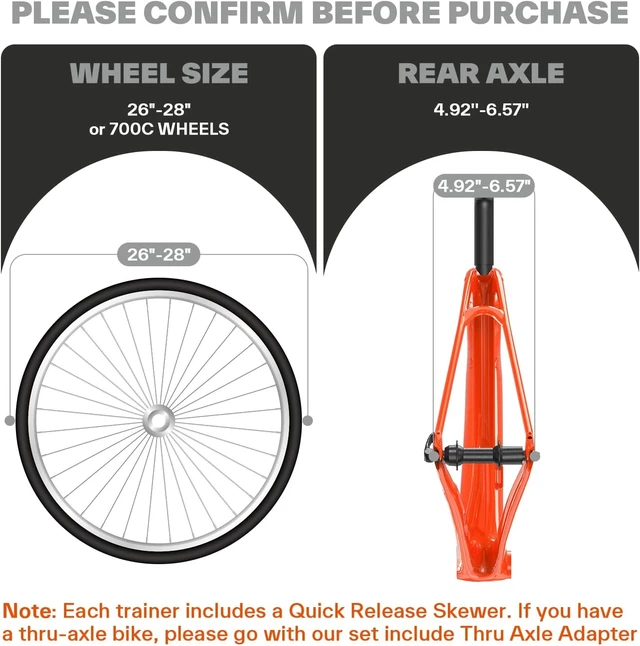 Alt view image 3 of 7 - Sportneer Bike Trainer - Magnetic Indoor Cycling Trainer Stand for 26-28" & 700C Wheels, 6 Resistance Levels Stationary Bike Stand with Quick Release Lever & Front Wheel Riser Block