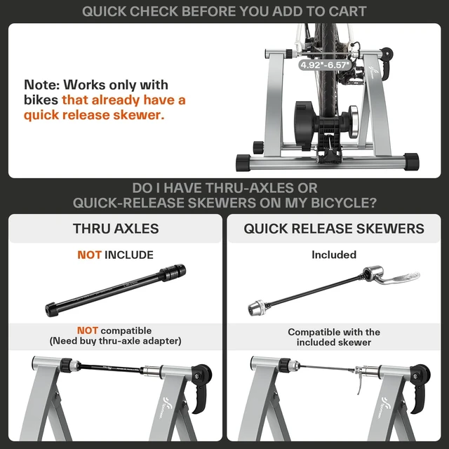 Alt view image 5 of 7 - Sportneer Bike Trainer - Magnetic Indoor Cycling Trainer Stand for 26-28" & 700C Wheels, 6 Resistance Levels Stationary Bike Stand with Quick Release Lever & Front Wheel Riser Block