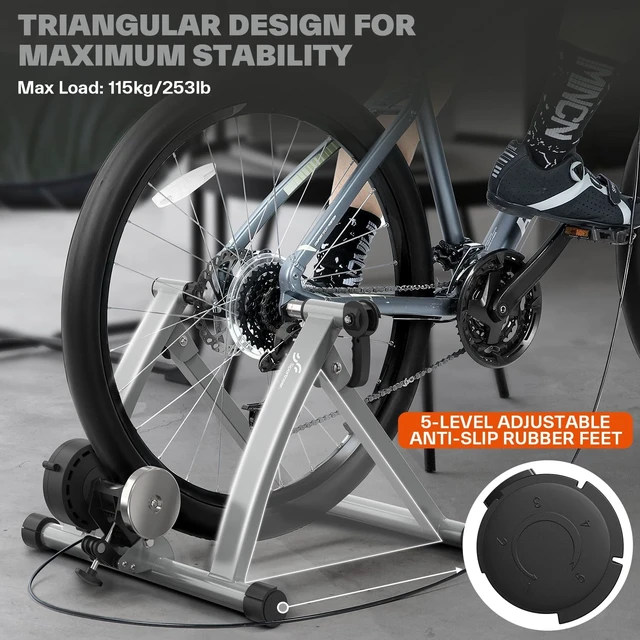Alt view image 7 of 7 - Sportneer Bike Trainer - Magnetic Indoor Cycling Trainer Stand for 26-28" & 700C Wheels, 6 Resistance Levels Stationary Bike Stand with Quick Release Lever & Front Wheel Riser Block
