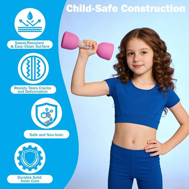 Alt view image 4 of 7 - Kids Weight Set - A Pair of 2 Dumbbells for Toddler Childrens Exercise - Foam Dumbbell 1.5lbs Weights Workout Equipment