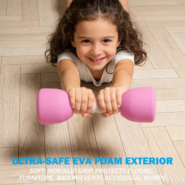 Alt view image 6 of 7 - Kids Weight Set - A Pair of 2 Dumbbells for Toddler Childrens Exercise - Foam Dumbbell 1.5lbs Weights Workout Equipment