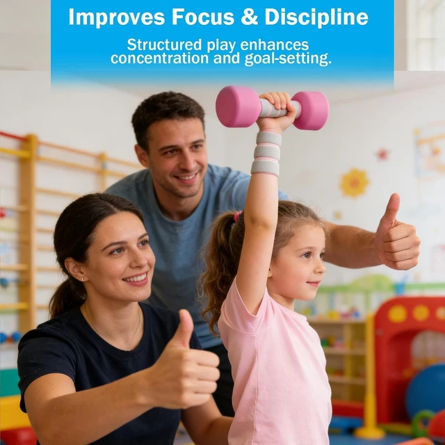 Alt view image 7 of 7 - Kids Weight Set - A Pair of 2 Dumbbells for Toddler Childrens Exercise - Foam Dumbbell 1.5lbs Weights Workout Equipment