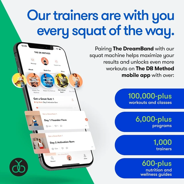 Alt view image 4 of 6 - The DB Method DreamBand Pro Squat Resistance Band, Low Impact, Targets Hip Stabilizer Muscles, Workout Exercise Bands for Home Gym Workout Equipment, Proper Squat Form and Glute Activation