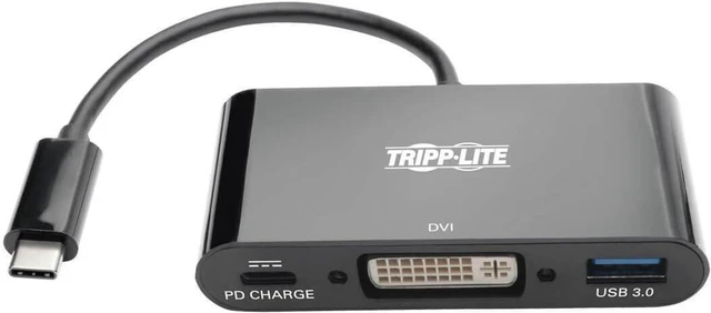 Alt view image 3 of 3 - Tripp Lite USB C to DVI Adapter Converter w/ USB-A Hub & PD Charging USB Type C Thunderbolt 3, USB-C 1080p Black(U444-06N-DUB-C)