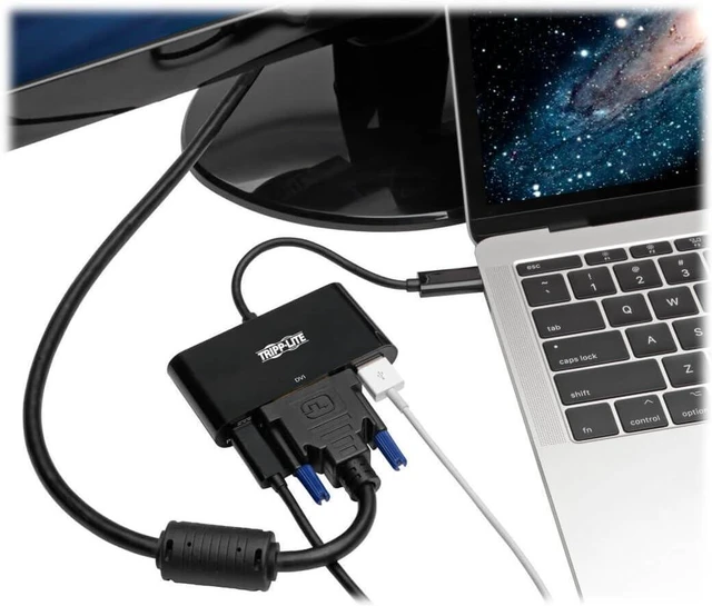 Alt view image 2 of 3 - Tripp Lite USB C to DVI Adapter Converter w/ USB-A Hub & PD Charging USB Type C Thunderbolt 3, USB-C 1080p Black(U444-06N-DUB-C)