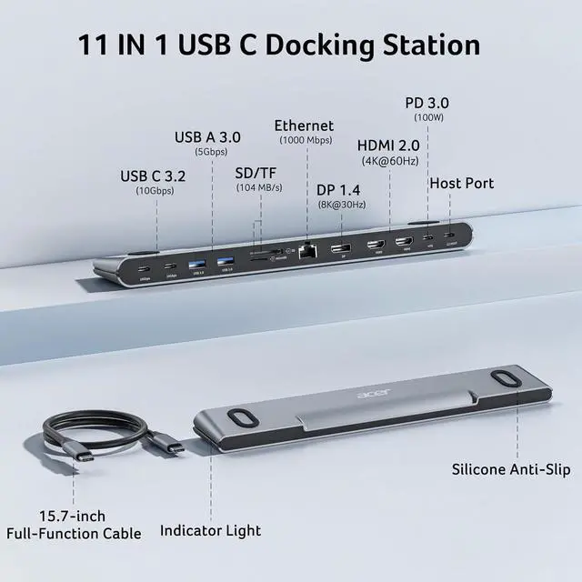 Alt view image 6 of 7 - acer USB C to HDMI Cable Bundle with Laptop Docking Station Stand