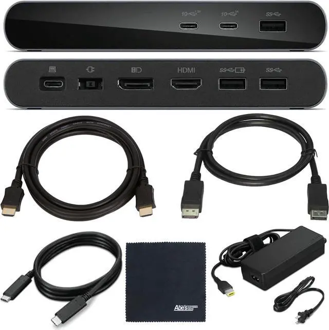 Main image of Lenovo 40B30090US Docking Station USB-C Universal Business Dock, Dual Display: Includes USB-C Cable + Power Adapter + Zoomspeed Display Port Cable + Zoomspeed HDMI Cable + AOM Cleaning Cloth