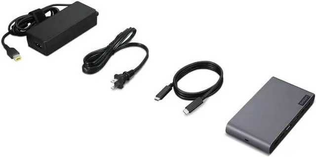 Alt view image 5 of 5 - Lenovo 40B30090US Docking Station USB-C Universal Business Dock, Dual Display: Includes USB-C Cable + Power Adapter + Zoomspeed Display Port Cable + Zoomspeed HDMI Cable + AOM Cleaning Cloth