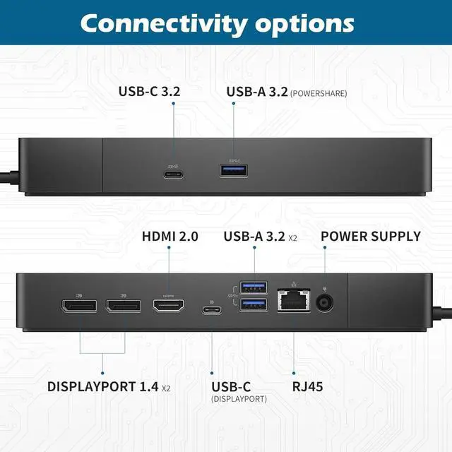 Alt view image 2 of 4 - WD19S Dell Docking Station, USB-C/USB-A Dock WD19S, 180W Power Adapter + 130W Power Delivery, with FKA HDMI and DP Cable, Support Dual/Triple Monitor & 4K Displays, New - 3 Year Warranty