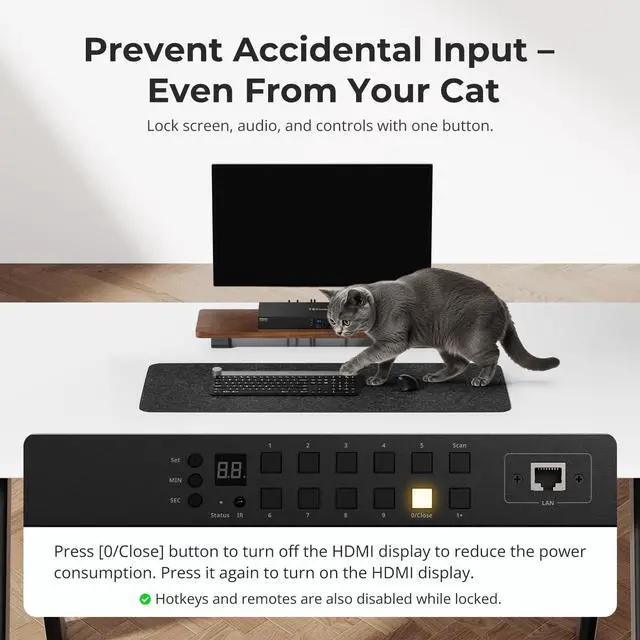 Alt view image 7 of 7 - 16X1 HDMI KVM Switch USB 3.0, 4K@60Hz Rackmount KVM 16 Port Enterprise-Grade EDID Emulator | Hotkey Switch | RS232 | LAN Port | IR Remote | IP Control | Auto Scan | with 8 Pcs 5ft KVM Cable