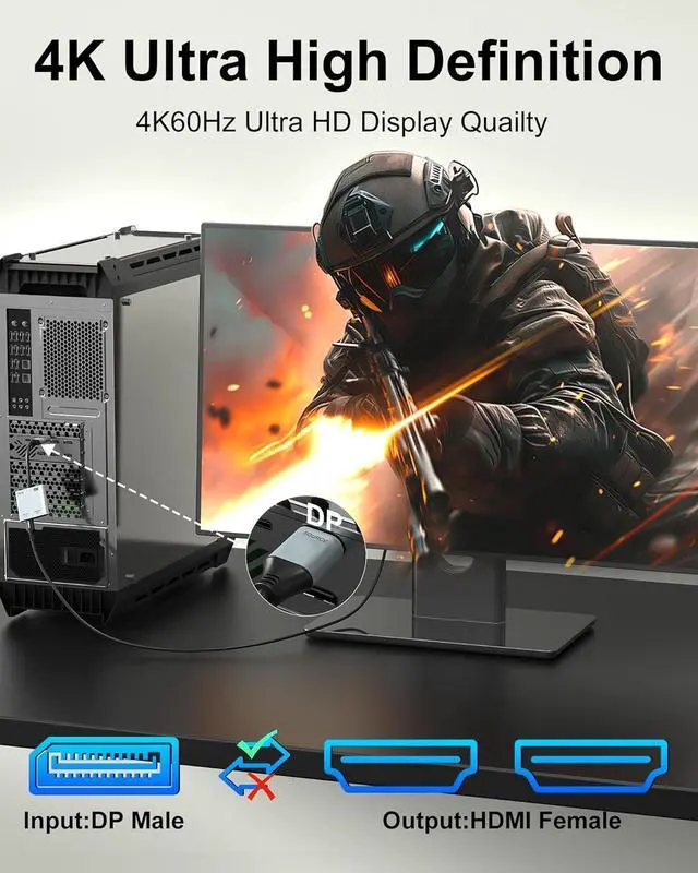 Alt view image 2 of 7 - DisplayPort to Dual HDMI Adapter 4K@60Hz HDMI Splitter Extended Display 1 in 2 Out MST Hub for Dual Monitors Display Port to HDMI Splitter for PC Graphic Card