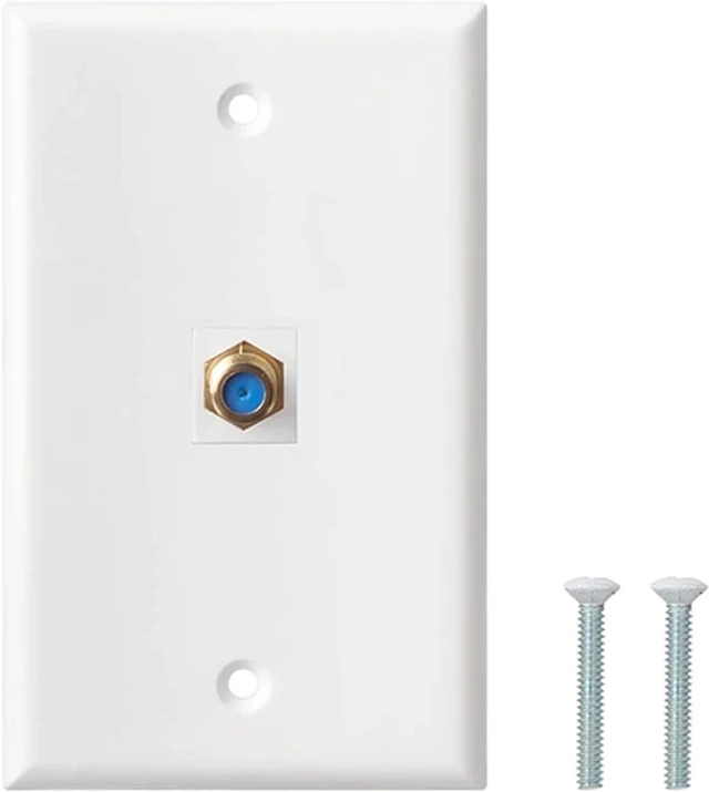 Main image of Coax Keystone 10pcs Ethernet Coax Wall Plat, 2-Port/3-Port Cat6 Keystone Jack Coupler and Gold Plated RG6 Insert Plate(1-Port)