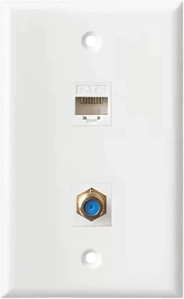 Alt view image 2 of 7 - Coax Keystone 10pcs Ethernet Coax Wall Plat, 2-Port/3-Port Cat6 Keystone Jack Coupler and Gold Plated RG6 Insert Plate(1-Port)