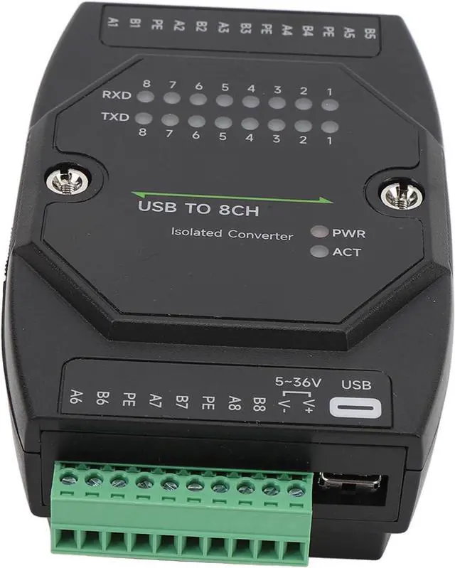 Alt view image 6 of 7 - USB to RS485 Converter, Type C to 8 Channel Isolated RS485 Serial Port Adapter, 1200bps to 921600bps with Terminal Block for Industrial Automation and Multi Device