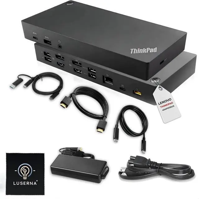 Main image of Lenovo 40AF0135US Thinkpad Docking Station Dual Monitor Hybrid USB-C with USB-A | Comes with 135W, HDMI, DP, USB C to A Cables (NEW)