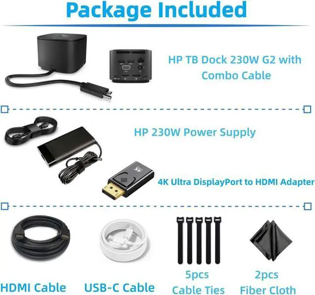 Alt view image 4 of 7 - HP Thunderbolt Dock G2 with Combo Cable 3TR87UT#ABA Docking Station, Powerful 230W Power Delivery, Supports up to 4 Displays, Versatile Connectivity -USB-A, USB-C, DisplayPort, VGA, RJ45 & Audio Ports