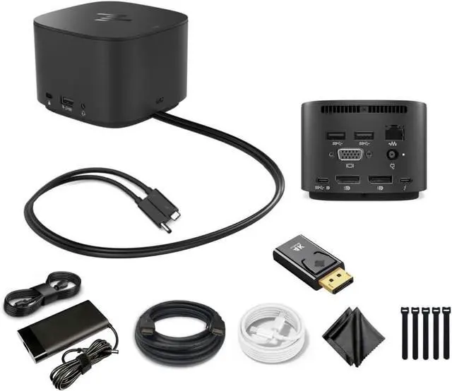 Main image of Genuine HP Thunderbolt Dock 230W G2 with Combo Cable 3TR87AA 3TR87AAR 3TR87AA#ABA w/ 230W Power Supply, HDMI Cable, 4K Ultra DisplayPort to HDMI Adapter, USB C Cable